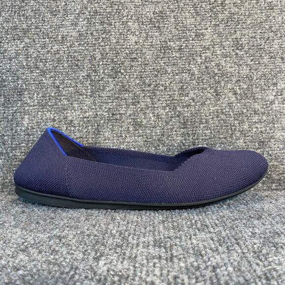 Rothys The Flat Maritime Blue Round Toe Ballet Flat Shoes Women\'s Size 8.5
